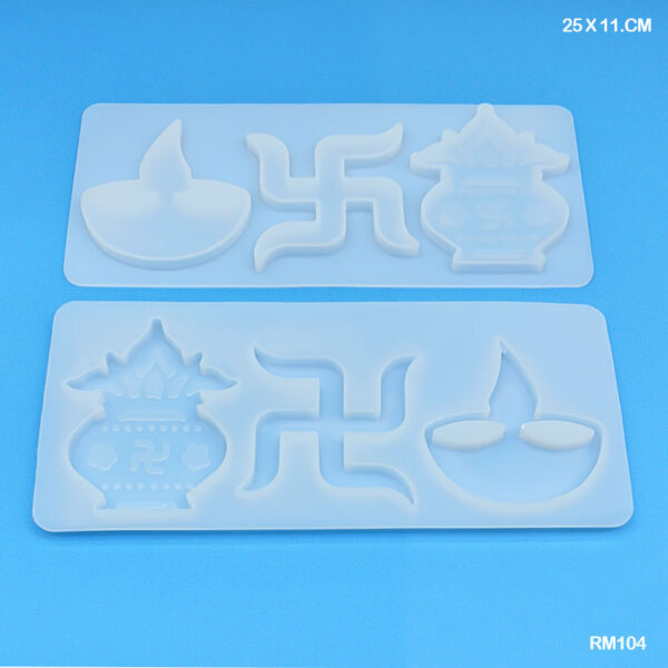 3 in 1 Swastik Diya Kalash Mould/ Epoxy Resin Mould Frame - 1 pc