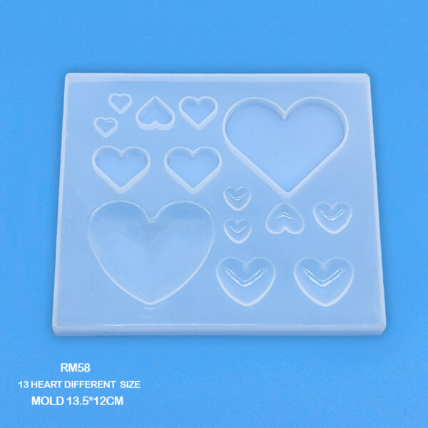 RM58 SILICON MOLD 13 DIFFERENT TYPES HEART (13.5 X 12CM)