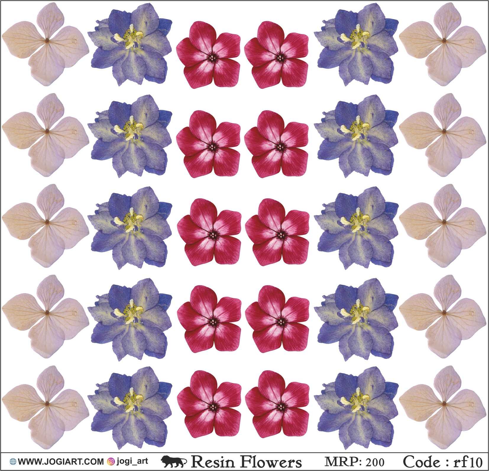 "Jogi Art Resin Flower Sticker Sheet - Waterproof, Fade-Resistant, Ideal for Resin Art, Jewelry Making, Scrapbooking & DIY Craft Projects"