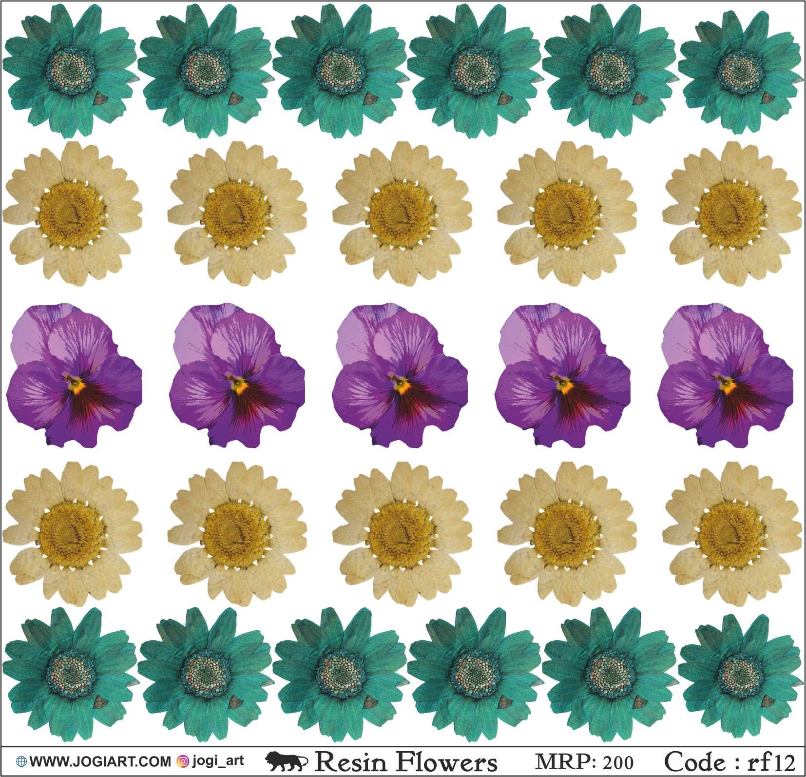 "Jogi Art Resin Flower Sticker Sheet - Waterproof, Fade-Resistant, Ideal for Resin Art, Jewelry Making, Scrapbooking & DIY Craft Projects"