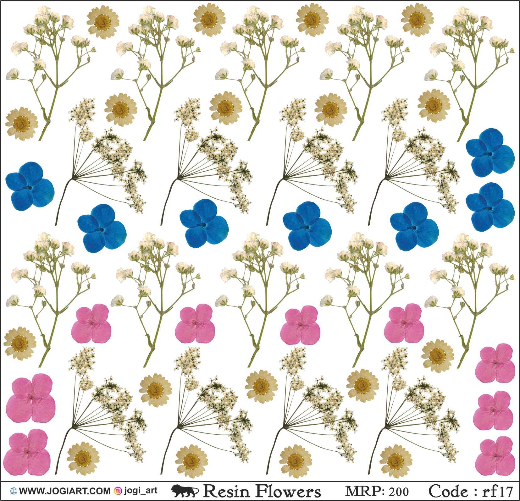 "Jogi Art Resin Flower Sticker Sheet - Waterproof, Fade-Resistant, Ideal for Resin Art, Jewelry Making, Scrapbooking & DIY Craft Projects"