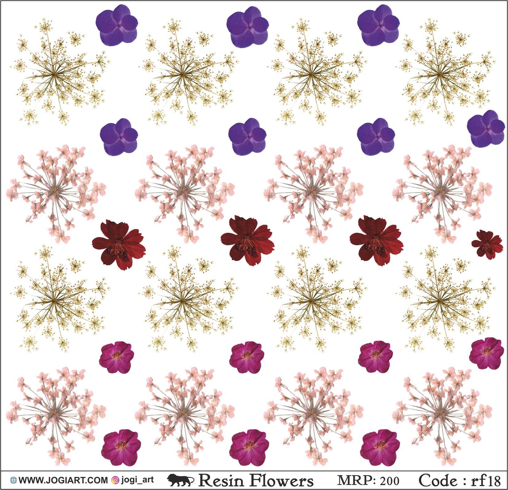 "Jogi Art Resin Flower Sticker Sheet - Waterproof, Fade-Resistant, Ideal for Resin Art, Jewelry Making, Scrapbooking & DIY Craft Projects"