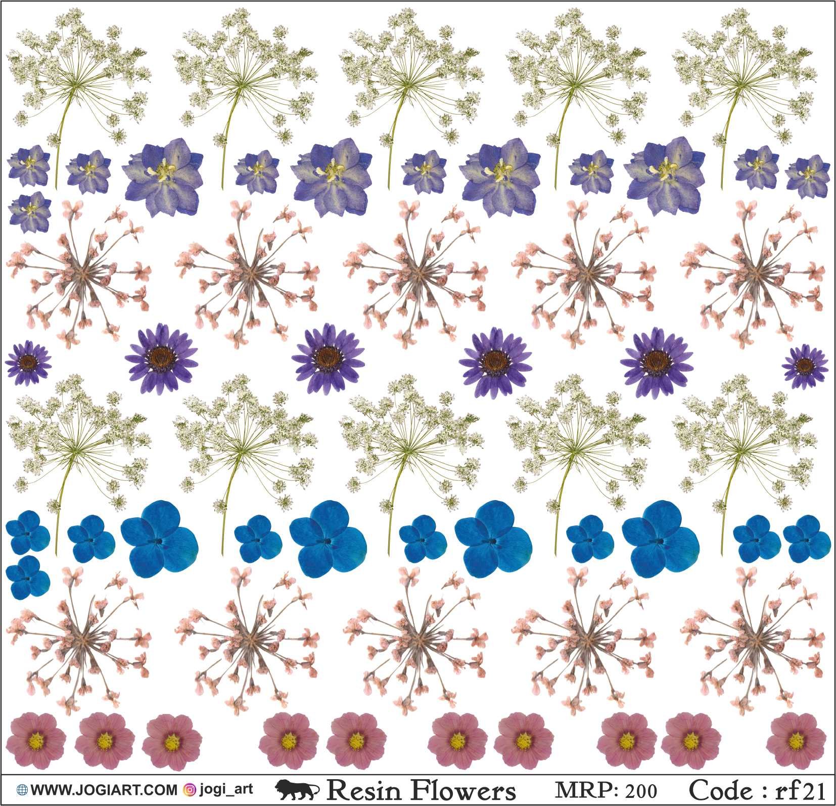 "Jogi Art Resin Flower Sticker Sheet - Waterproof, Fade-Resistant, Ideal for Resin Art, Jewelry Making, Scrapbooking & DIY Craft Projects"
