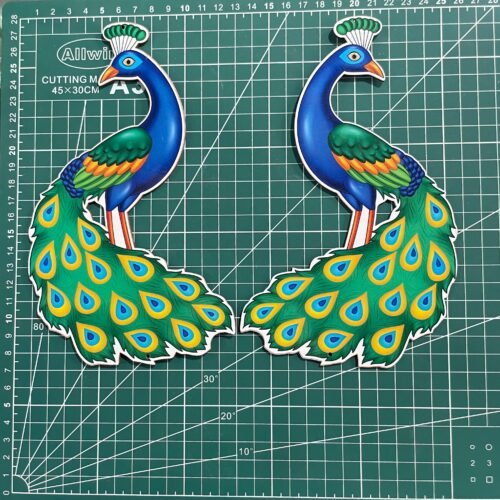 Peacock cutout MDF pair