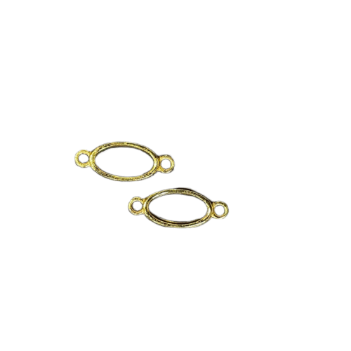 Oval Shape Bezels double side Gold pair