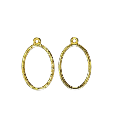 Oval Shape Bezels Gold pair