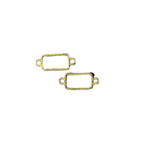 Rectangle Shape Bezels double side Gold pair