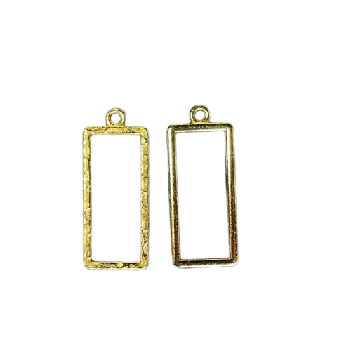 Rectangle Shape Bezels Gold pair