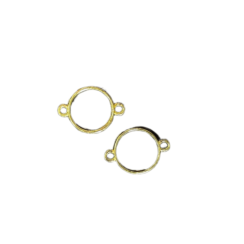 Round Shape Bezels double side Gold pair