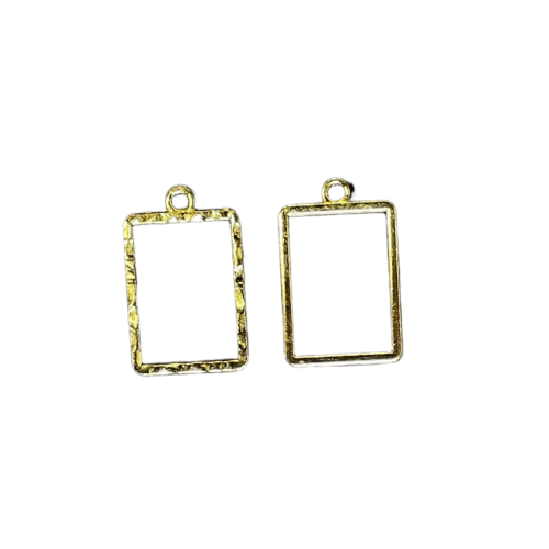 Square Shape Bezels Gold pair
