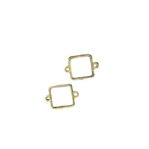 Square Shape Bezels double side Gold pair
