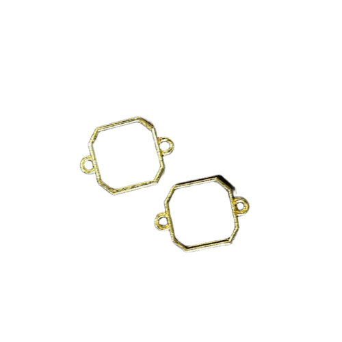Square 1 Shape Bezels double side Gold pair