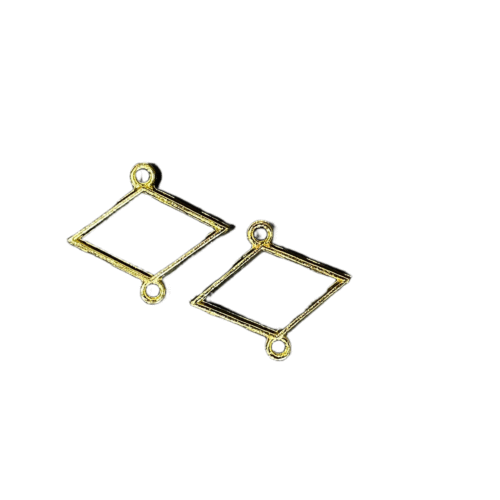 Triangle Shape Bezels double side Gold pair