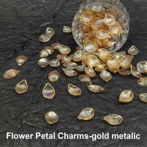 Flower Petal Charms-gold metalic